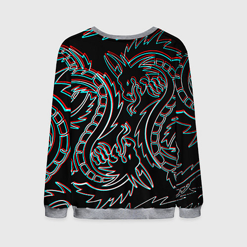 Мужской свитшот Драконы глитч киберпанк / 3D-Меланж – фото 2