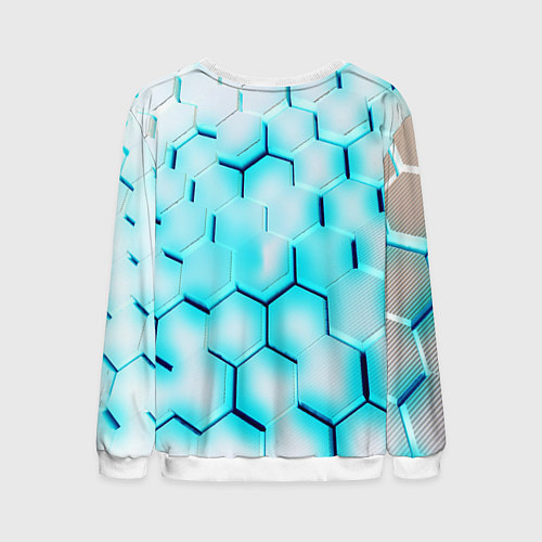 Мужской свитшот Неоновая броня соты / 3D-Белый – фото 2