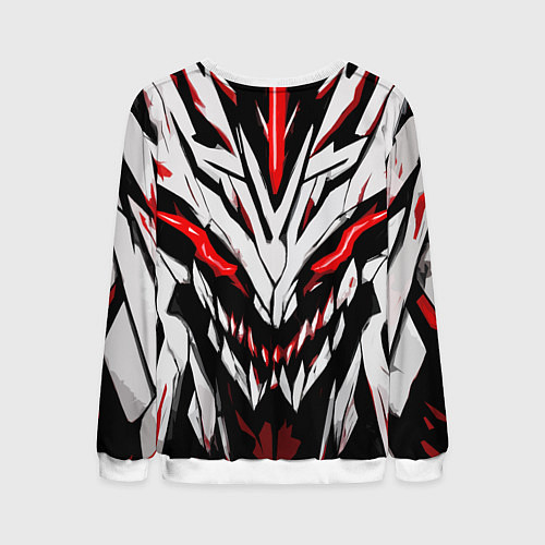 Мужской свитшот Красное абстрактное лицо монстра / 3D-Белый – фото 2