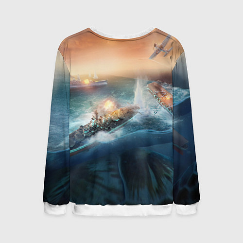 Мужской свитшот Warthunder морская битва / 3D-Белый – фото 2