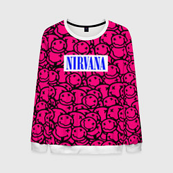 Свитшот мужской Nirvana pink logo, цвет: 3D-белый