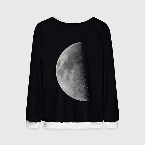 Мужской свитшот Бишон фризе и луна / 3D-Белый – фото 2