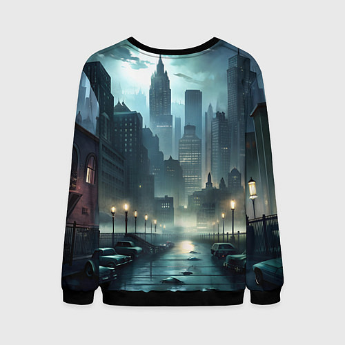 Мужской свитшот Крестный котец в большом городе / 3D-Черный – фото 2