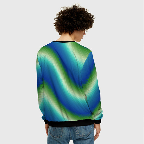 Мужской свитшот Морская волна арт / 3D-Черный – фото 4