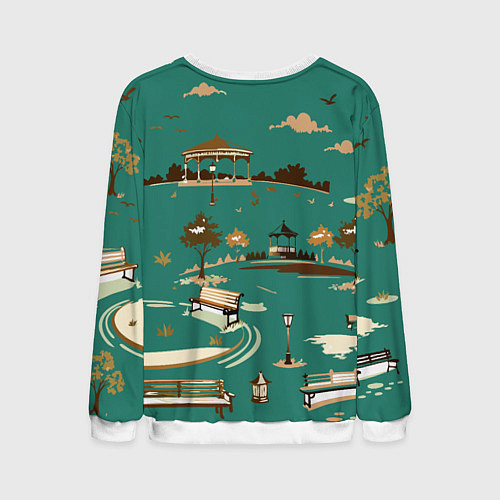 Мужской свитшот Осенний городской парк / 3D-Белый – фото 2