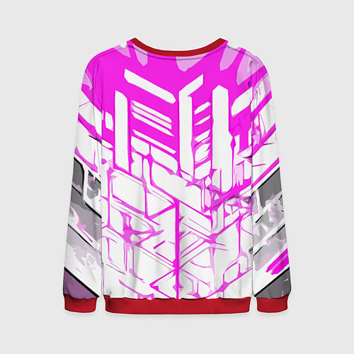 Мужской свитшот Агрессивные розовые полосы на белом фоне / 3D-Красный – фото 2