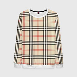 Свитшот мужской Стильная клетка - шотландка, цвет: 3D-белый