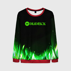 Мужской свитшот Deadlock logo зеленый огонь