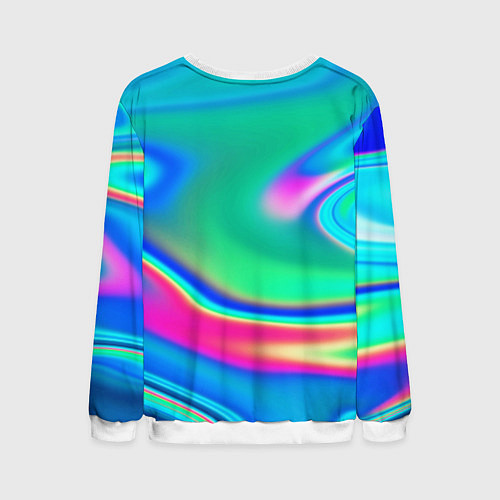 Мужской свитшот Неоновые голографические краски - светло-голубоват / 3D-Белый – фото 2
