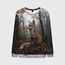 Свитшот мужской Лис в осеннем лесу, цвет: 3D-меланж