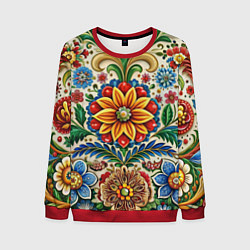 Свитшот мужской Русские классические узоры и орнамент, цвет: 3D-красный
