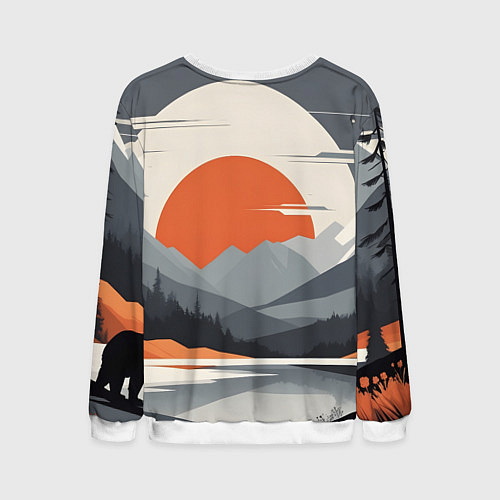 Мужской свитшот Горы медведь геометрия / 3D-Белый – фото 2