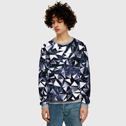 Свитшот мужской Взрыв геометрических треугольников, цвет: 3D-меланж — фото 2