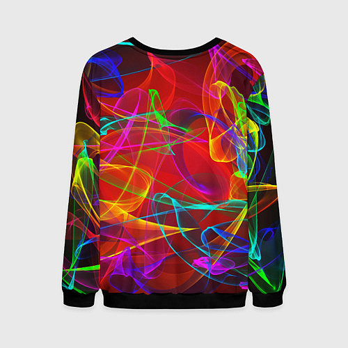 Мужской свитшот Неоновые волны дыма / 3D-Черный – фото 2