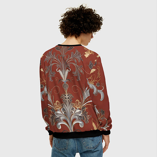 Мужской свитшот Изысканный орнамент ковер / 3D-Черный – фото 4