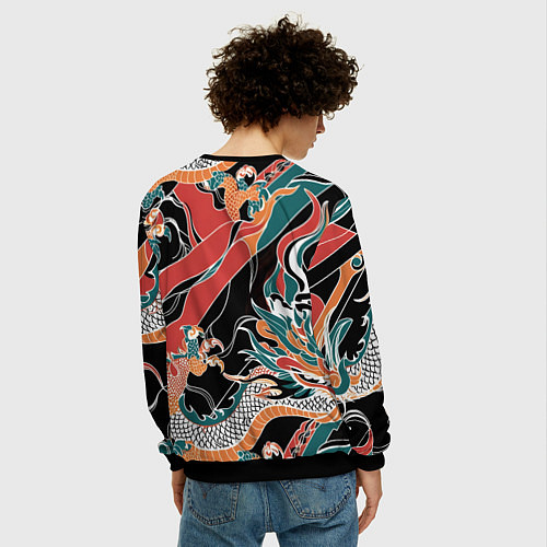 Мужской свитшот Дракон контрасты / 3D-Черный – фото 4