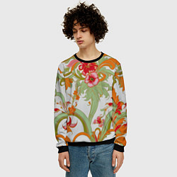 Свитшот мужской Яркий цветочный узор, цвет: 3D-черный — фото 2