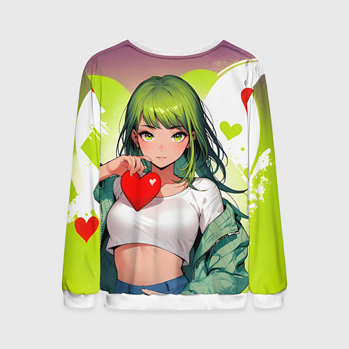 Мужской свитшот Аниме сердечки / 3D-Белый – фото 2