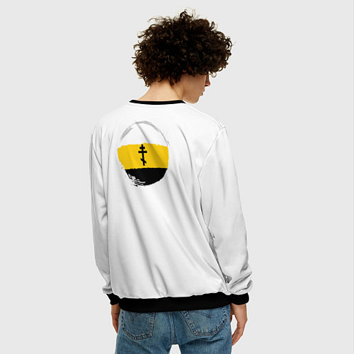 Мужской свитшот Мы русские с нами Бог Крест на узорном флаге / 3D-Черный – фото 4