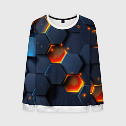 Свитшот мужской Шестигранники с подсветкой, цвет: 3D-белый