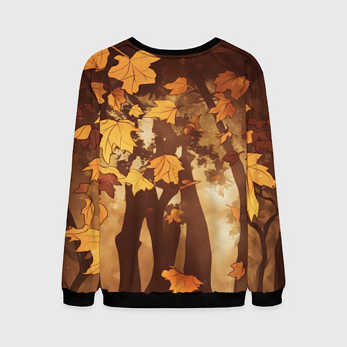 Мужской свитшот Чумной доктор в осеннем лесу / 3D-Черный – фото 2
