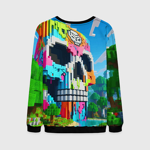 Мужской свитшот Minecraft skull - ai art fantasy / 3D-Черный – фото 2