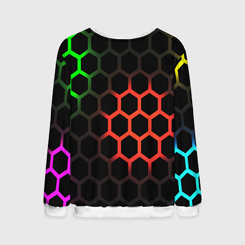 Мужской свитшот Hexagon neon / 3D-Белый – фото 2