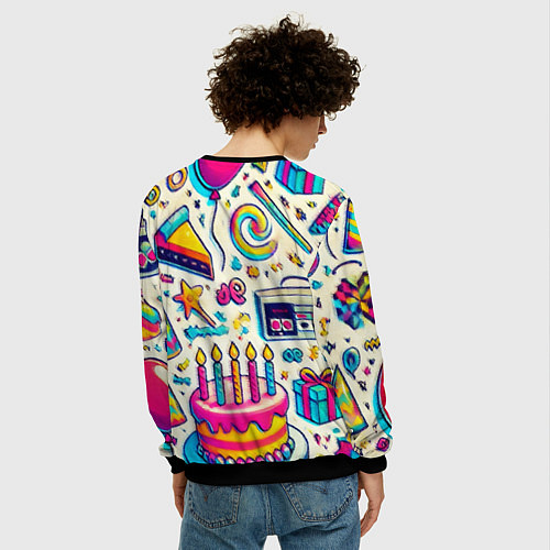 Мужской свитшот Праздник 90х игры сладости и ностальгия / 3D-Черный – фото 4