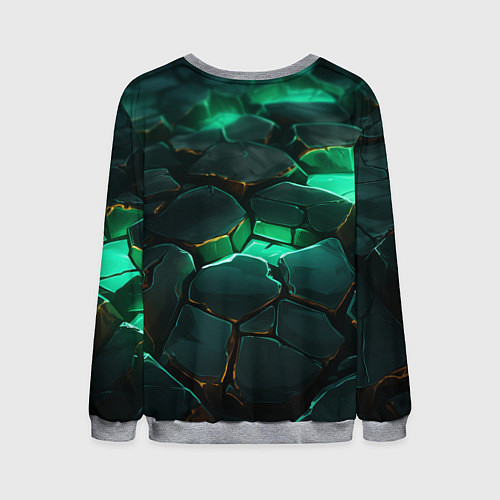 Мужской свитшот Зеленые камни с освещением текстура / 3D-Меланж – фото 2