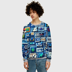 Свитшот мужской Пэчворк с геймерскими знаками, цвет: 3D-меланж — фото 2