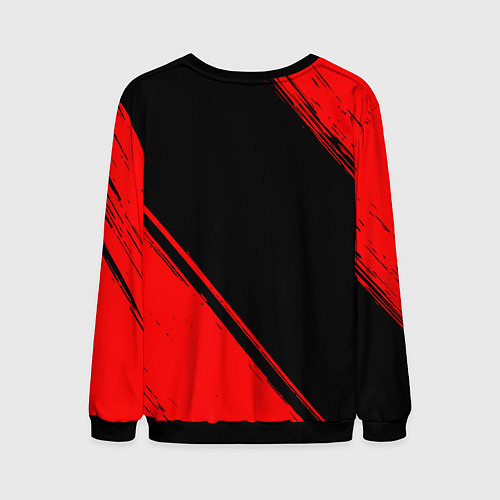 Мужской свитшот Portal - red gradient вертикально / 3D-Черный – фото 2