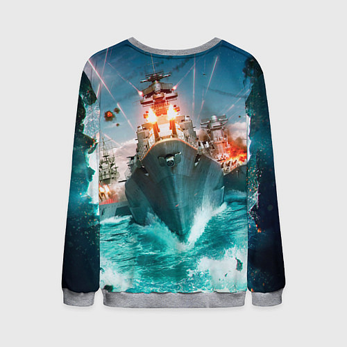 Мужской свитшот Wartunder корабль авианосец / 3D-Меланж – фото 2