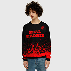 Свитшот мужской Real Madrid - red gradient посередине, цвет: 3D-черный — фото 2