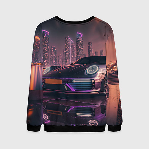 Мужской свитшот Porshe neon city / 3D-Черный – фото 2