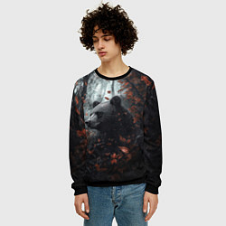 Свитшот мужской Медведь в пасмурном лесу, цвет: 3D-черный — фото 2