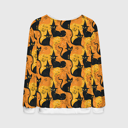 Мужской свитшот Кошки в шляпах - паттерн / 3D-Белый – фото 2