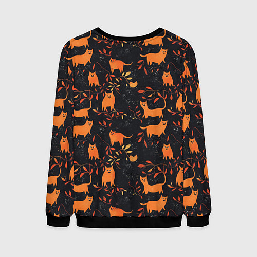 Мужской свитшот Рыжие котики / 3D-Черный – фото 2