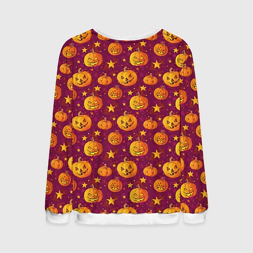 Мужской свитшот Веселые тыквы на Хэллоуин / 3D-Белый – фото 2