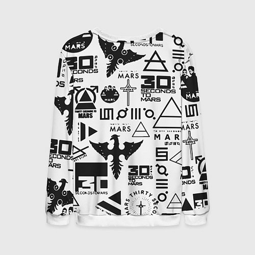 Мужской свитшот Linkin park pattern 30 second to mars / 3D-Белый – фото 2