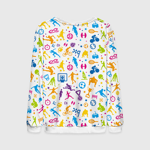 Мужской свитшот Все виды спорта на белом фоне / 3D-Белый – фото 2