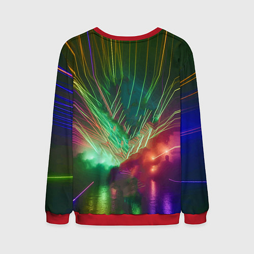 Мужской свитшот Neon cyber dance - ai art fantasy / 3D-Красный – фото 2