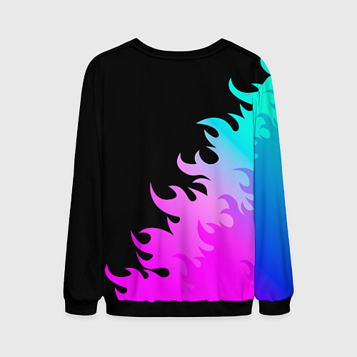 Мужской свитшот Король и Шут неоновый огонь / 3D-Черный – фото 2