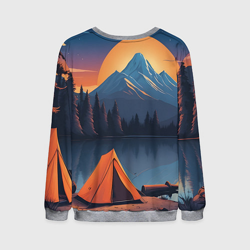Мужской свитшот Палатка на берегу озера / 3D-Меланж – фото 2