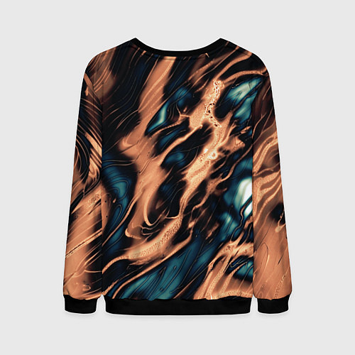 Мужской свитшот Абстракция тёмный бирюзово-медный / 3D-Черный – фото 2