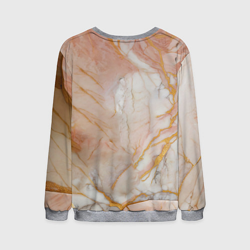 Мужской свитшот Фарфоровый лебедь и солнце на розовом мраморе / 3D-Меланж – фото 2