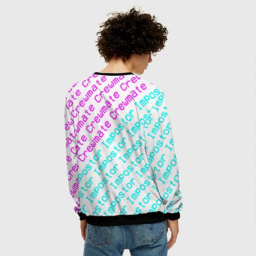 Мужской свитшот Among us pattern steel / 3D-Черный – фото 4