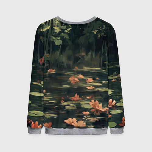 Мужской свитшот Выдра в лесном пруду / 3D-Меланж – фото 2
