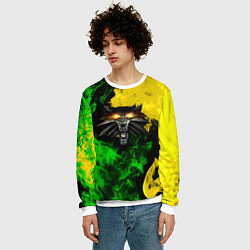 Свитшот мужской The Witcher in fire, цвет: 3D-белый — фото 2