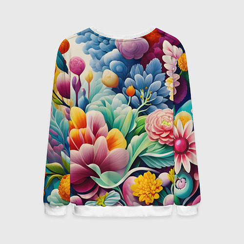 Мужской свитшот Объемные цветы лето / 3D-Белый – фото 2