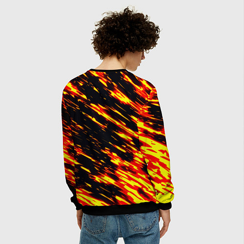 Мужской свитшот Portal огненный стиль / 3D-Черный – фото 4